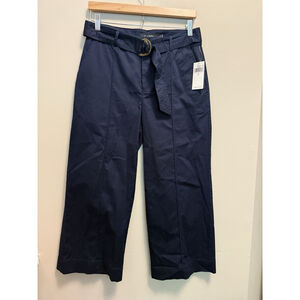 Polo Ralph Lauren Capri Cropped Pleated Wide Leg Trousers Belt NAVY size 2 NWT